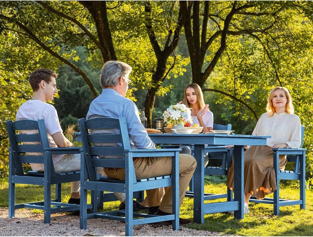 SERWALL 5 Pcs HDPE Patio Dining Set, Outdoor Dining Set for 4, Blue