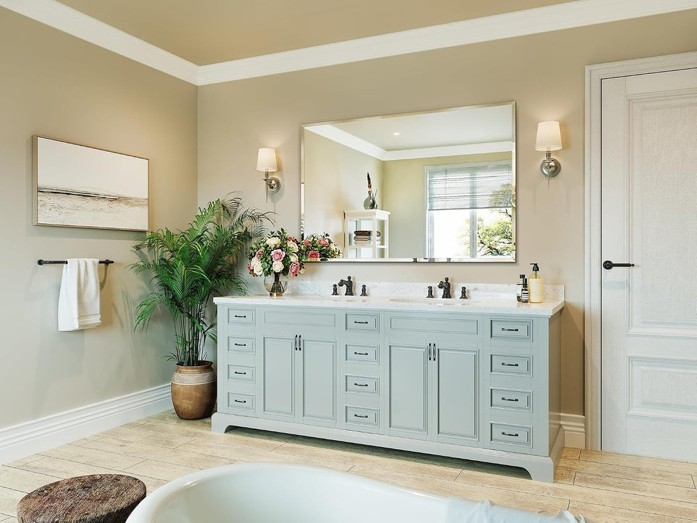 Beveled Bathroom Mirror 55"x36", Frameless Mirror for Wall