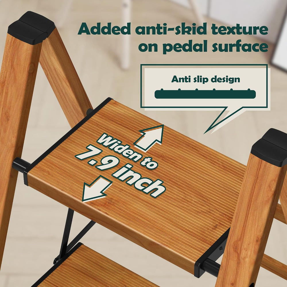 Taranta 2 Step Stool Foldable,Aluminum Step Ladder-Woodgrain