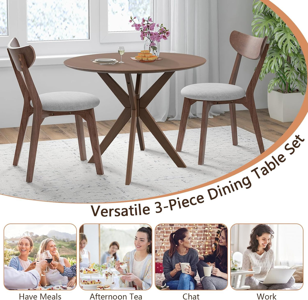 tangkula round dining table set for 2, kitchen, package contents