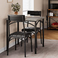 Amyove Modern Rustic Gray Square Dining Set, 29.2' L x W 30.1' H Table, 33.7' 18.4' 17' Chairs, 2 Person, Metal & MDF, Easy Assembly, Space-Saving