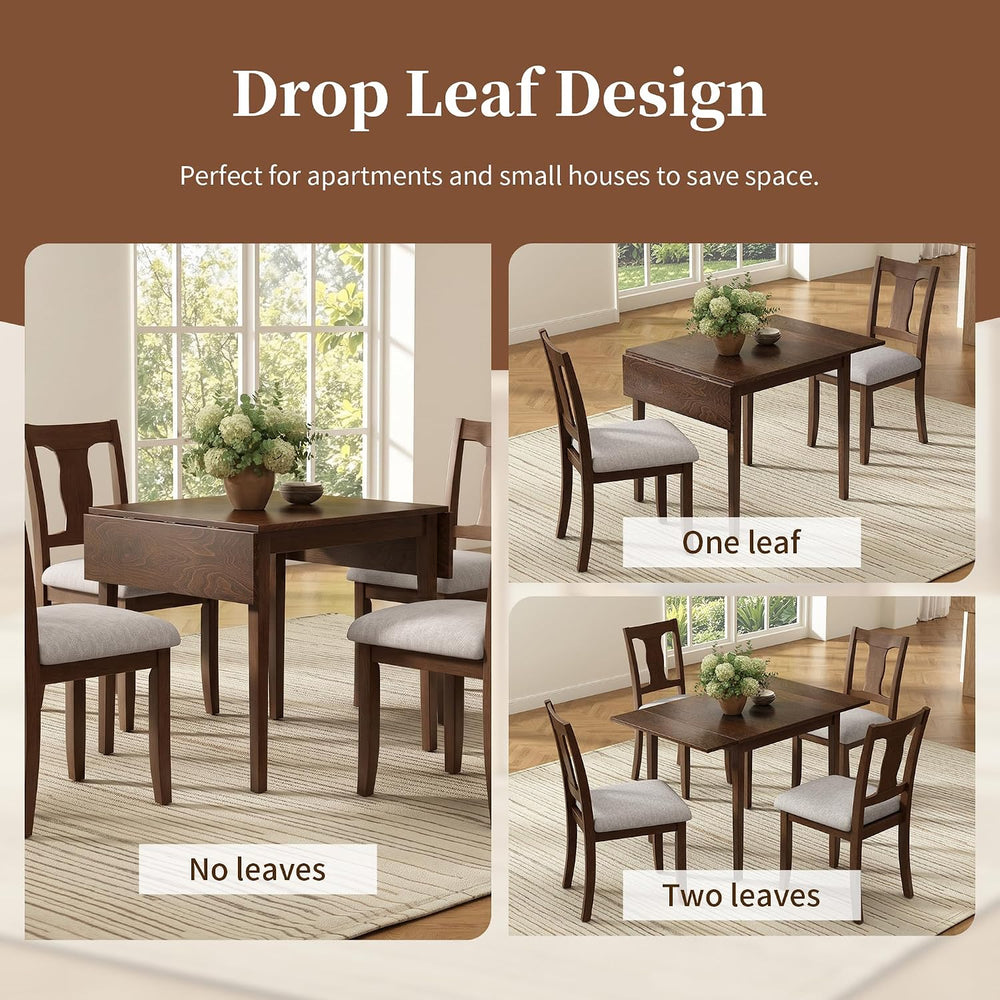P PURLOVE 3 Piece Kitchen Dining Set, Wood Dining Table Set, Brown+Beige