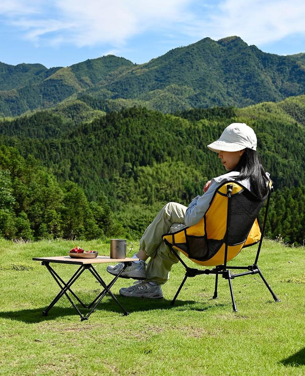 iClimb Ultralight Compact Folding Anti-Sinking Chair, Yellow