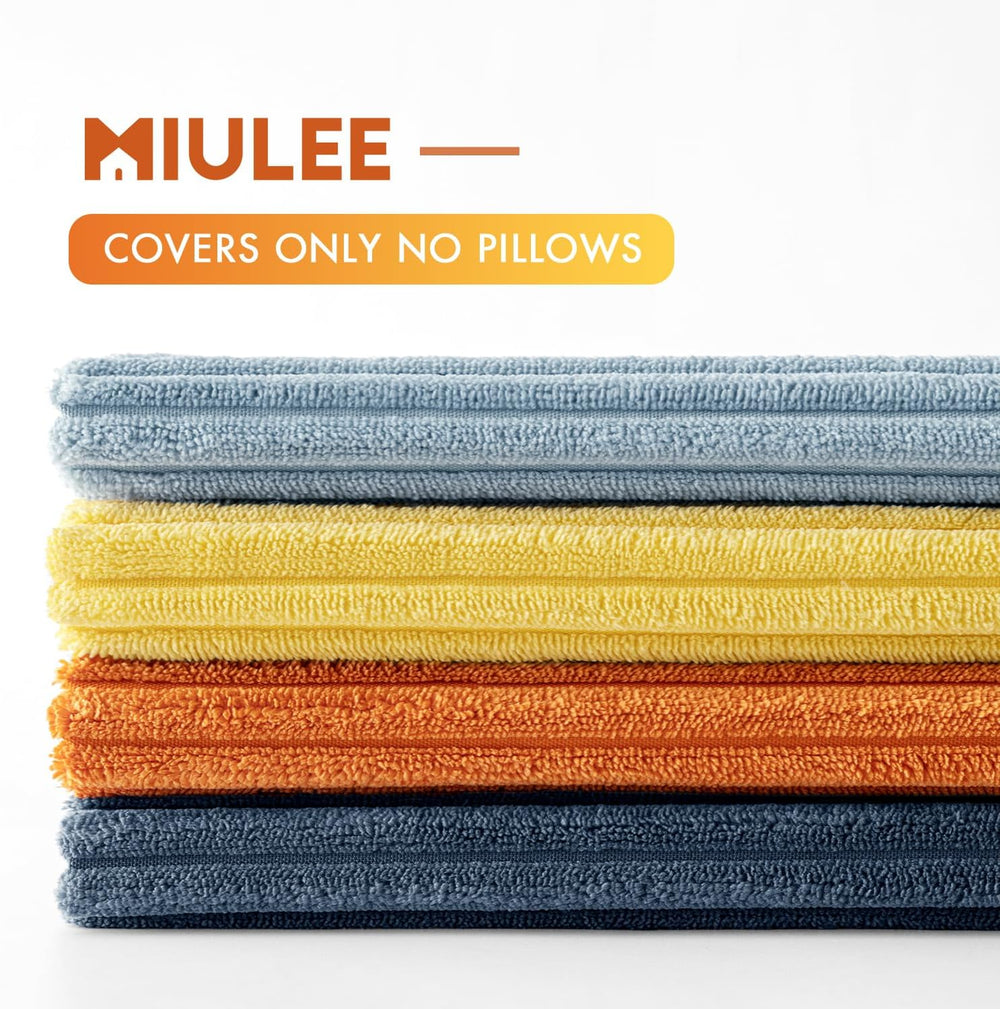 MIULEE Soft Corduroy Decorative Throw Pillow Covers Blue-Orange 18x18