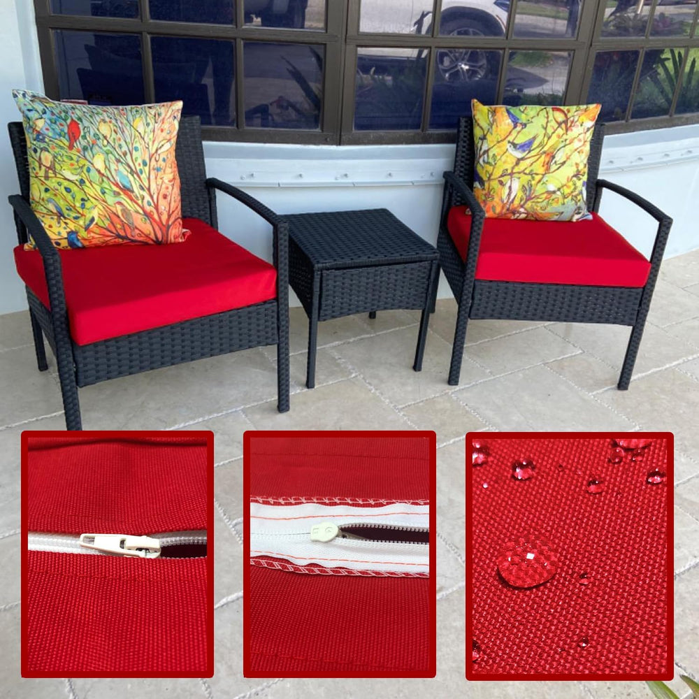FLYMEI Patio Cushion Covers 19x19x3, Red, 4Packs