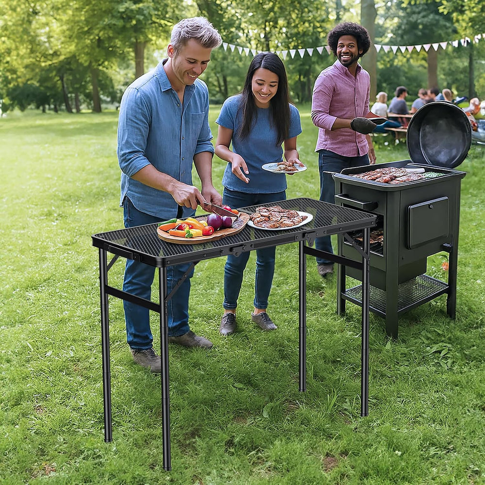 Folding Camping Table, 34.2"x15.7" Picnic Table, 3 Adjust Height
