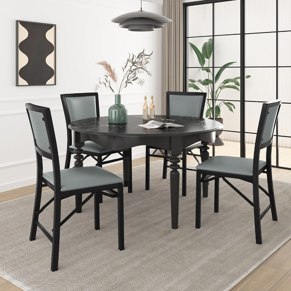 VECELO Folding Chairs Set of 4 with Cushion, Foldable Padded Seats with Heavy...