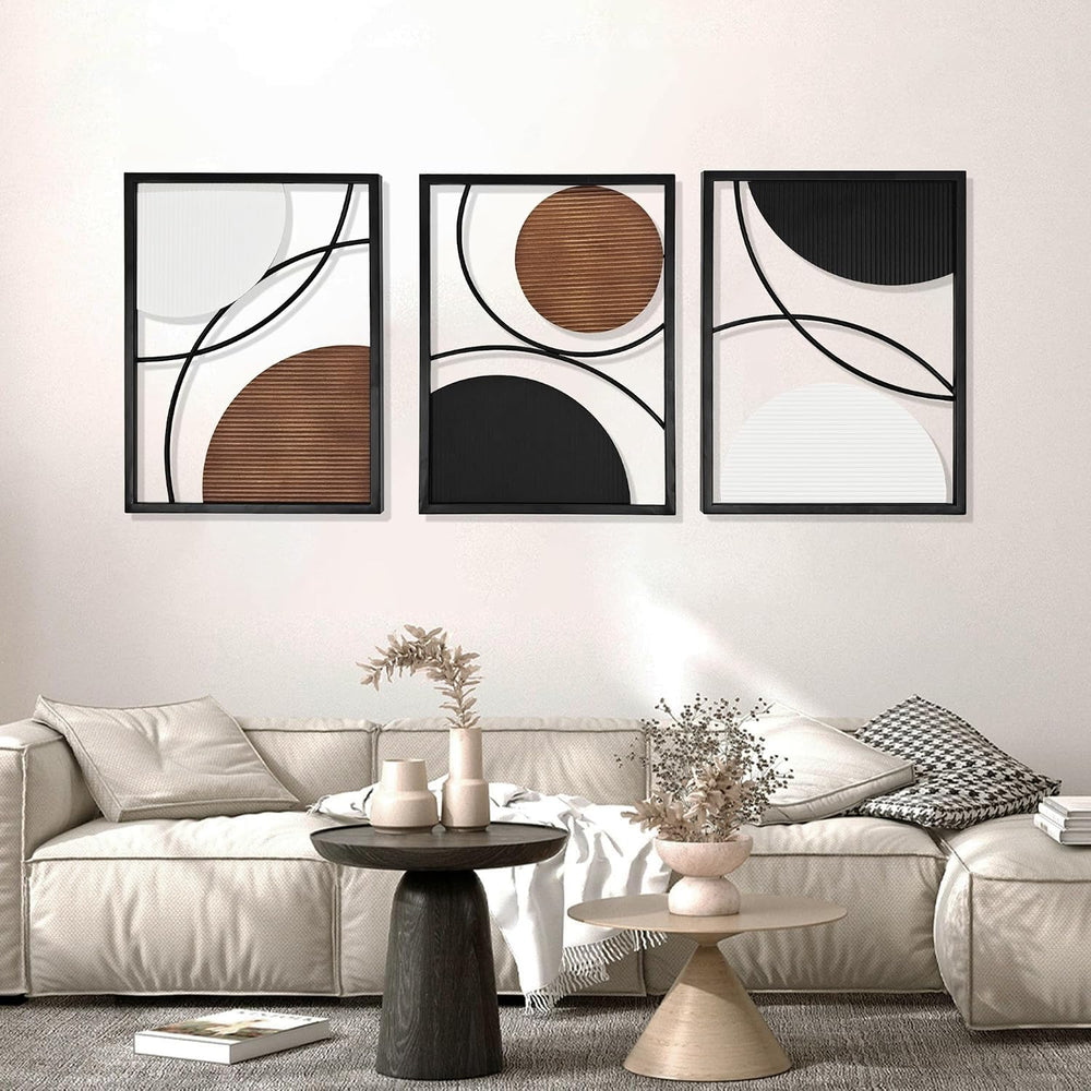 Oakrain 3 Pack Metal Wall Art, Abstract Minimalist Modern Wall Decor for Livi...