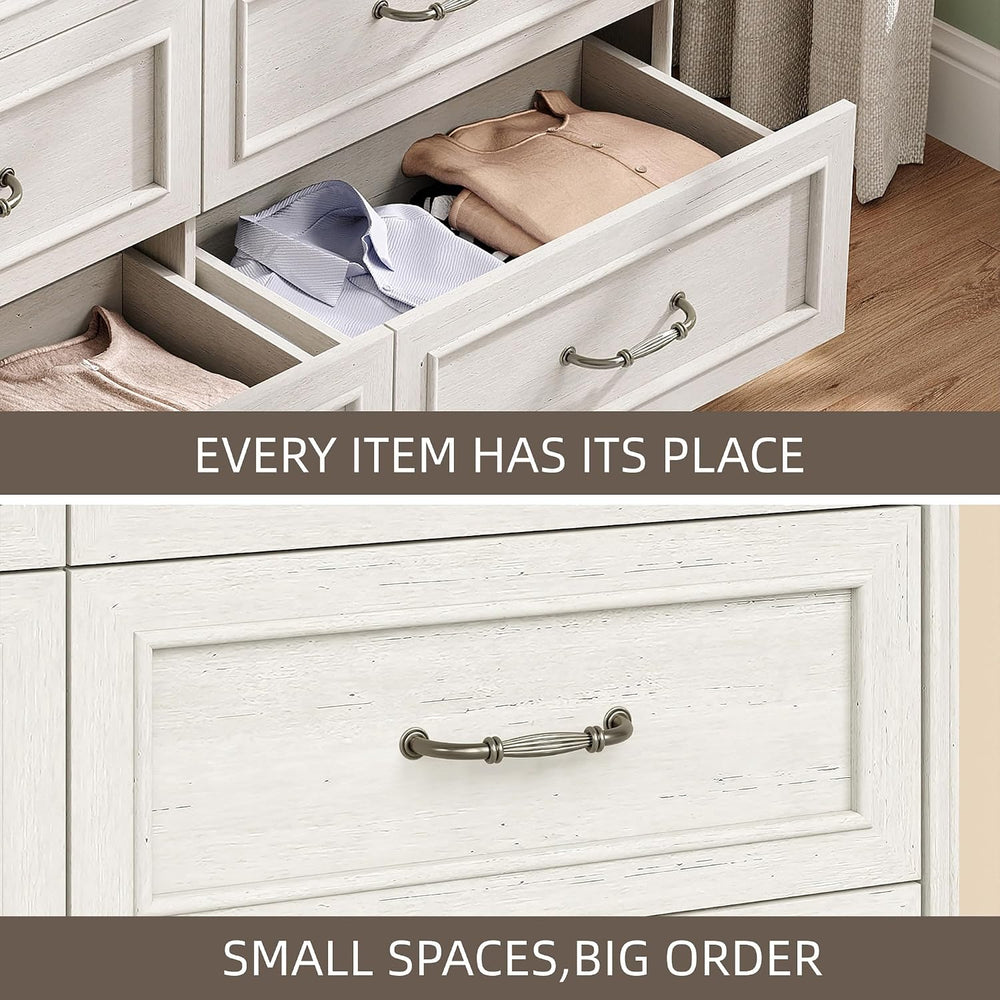 Maupvit 47" Farmhouse 6 Drawers Dresser for Storage,Wide Metal Handle, S...