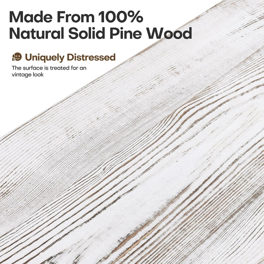 BECHAEO 35.8'' Large Wood Coat Rack Wall Mount with Shelf, White Wall...
