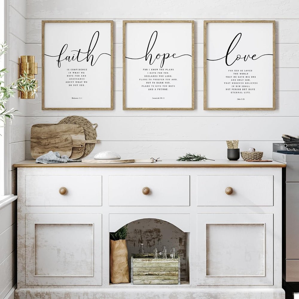 Houmury Set of 3 Framed Farmhouse Bible Verses Wall Decor Sign 11”x14” Christ...