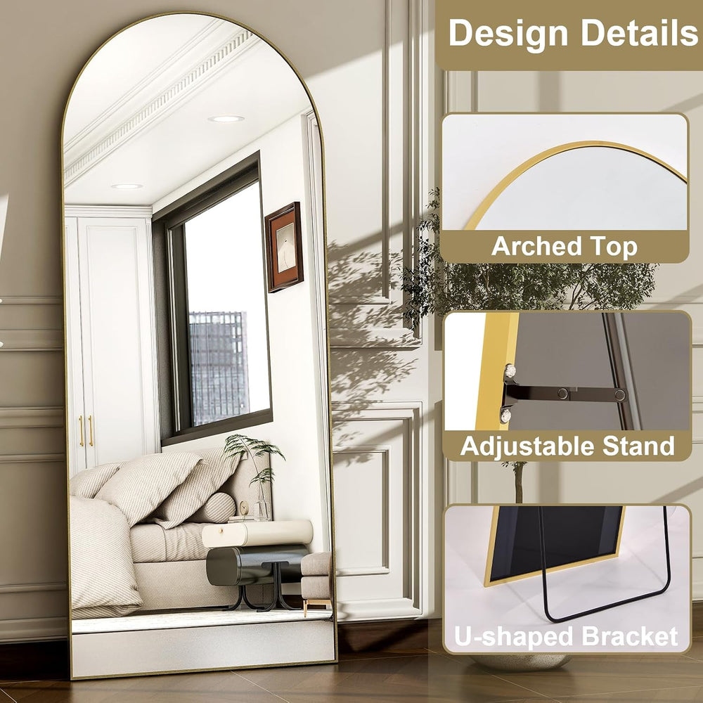 57" x 20" Arched Full Length Mirror - Wall Mounted/Floor Mirror Alu...