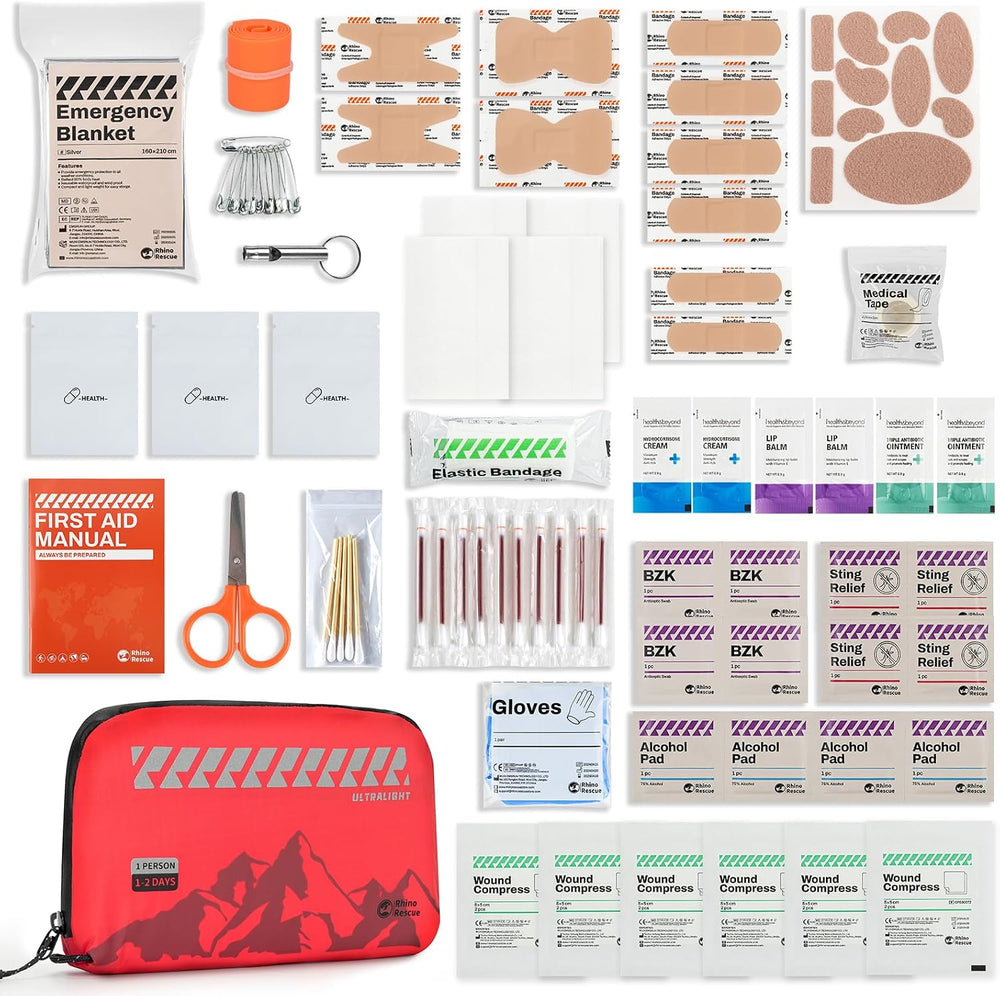 RHINO RESCUE Small Ultralight First Aid Kit, Water-Resistent Medical Kit