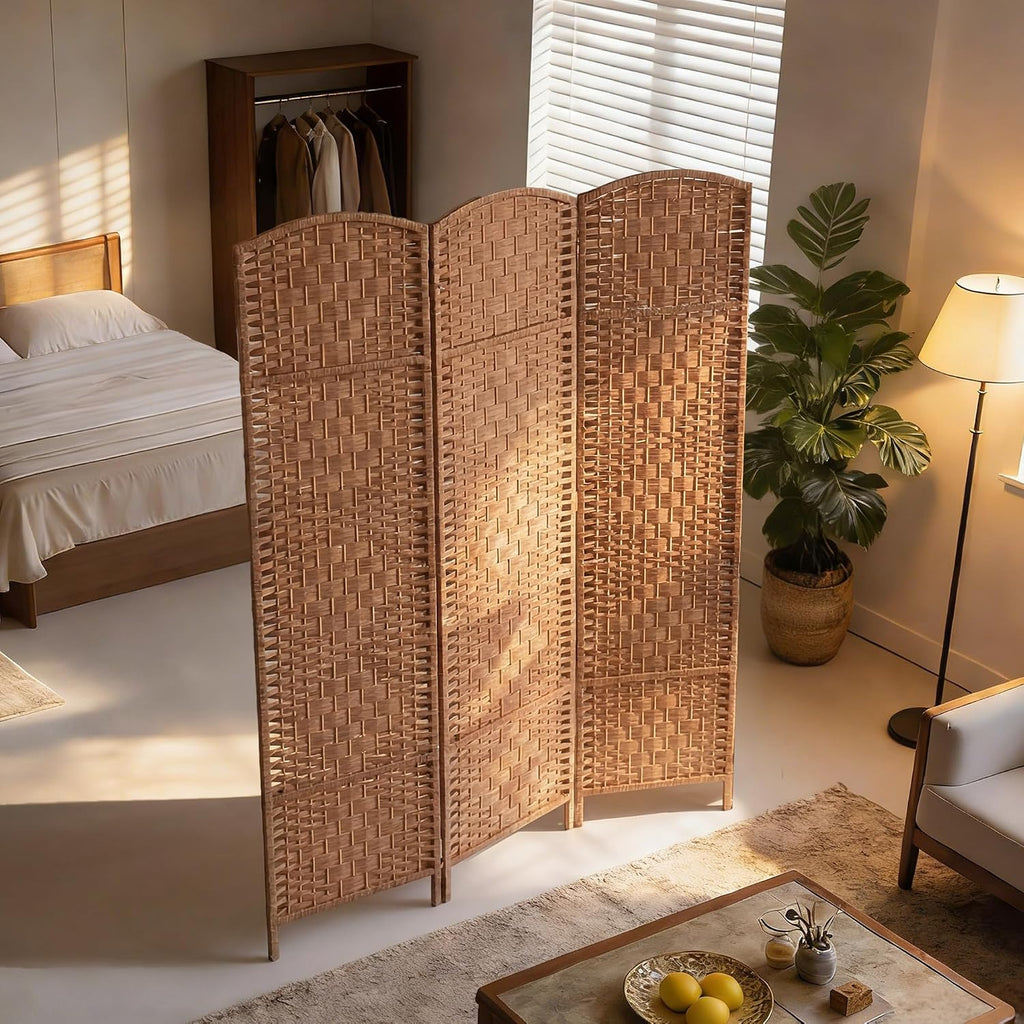 HOMCOM Room Divider 3-Panel, 6FT-Tall Folding Privacy Screen, Natural
