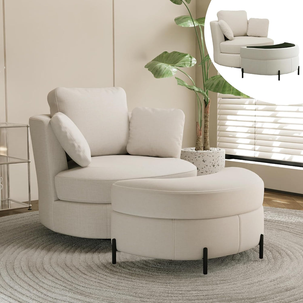 Chifee & Vingol Swivel Accent Chair with Ottoman 40.6" Round Swivel ...