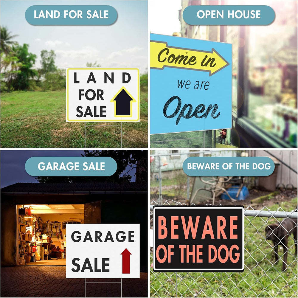 10 Pack 24 X 18 inches Large Blank Yard Signs with Stakes, White Garden Yard ...