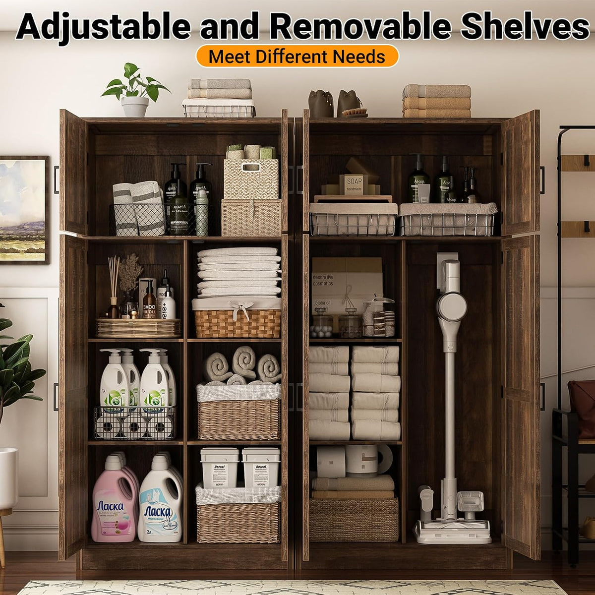 Unikito 71” Tall Kitchen Pantry Storage Cabinet with Adjustable Shelves