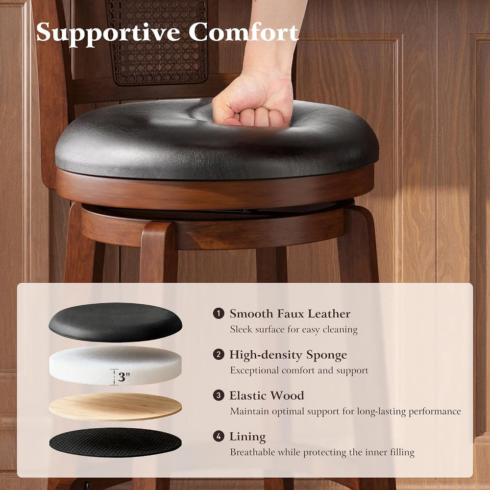 ALPHA HOME Swivel Bar Stools with Backs, 30 Inch Bar Stools Set of 2