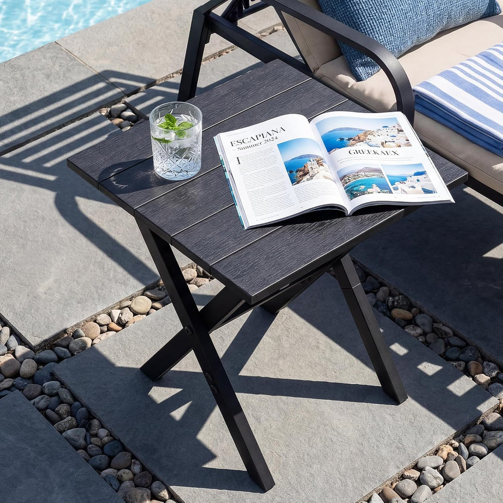 Outdoor Side Table Portable Folding Table Easy to Install,Black