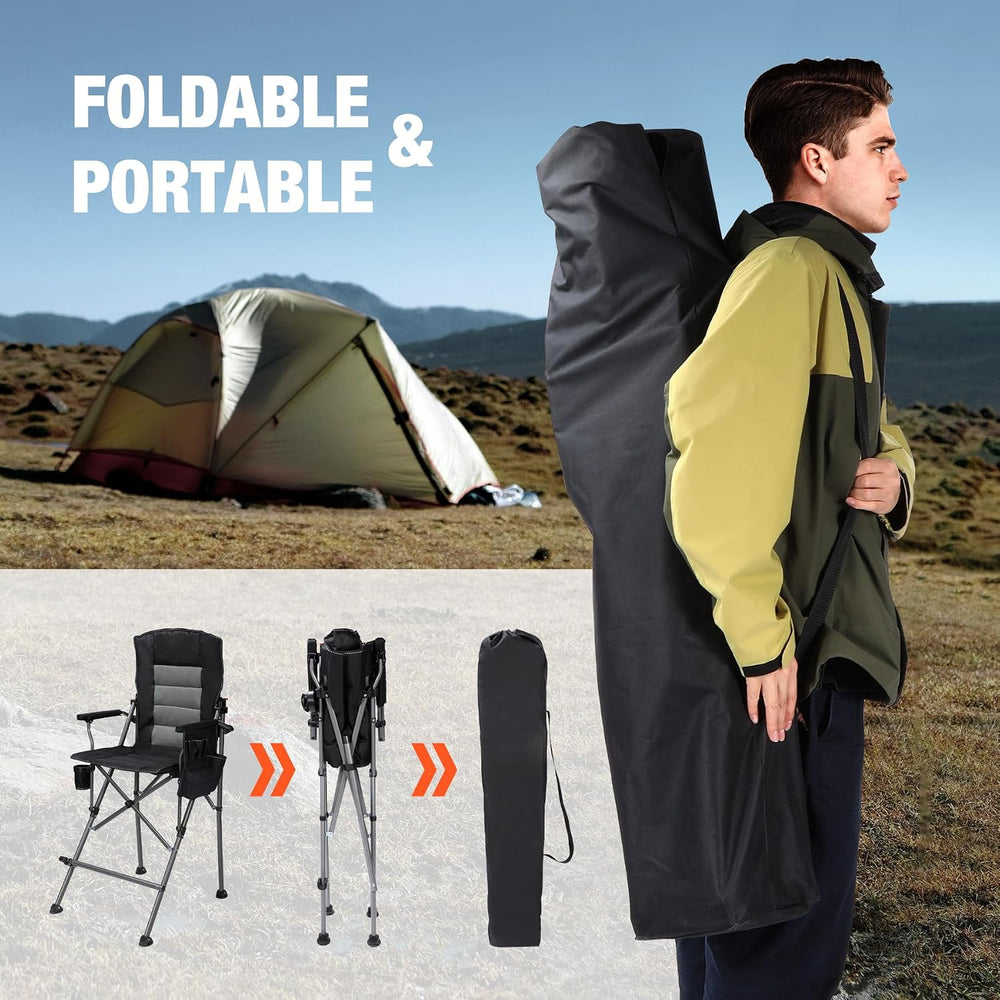 Extra Tall Folding Chairs for Adults 330lbs with Adjustable Backrest, Portabl...
