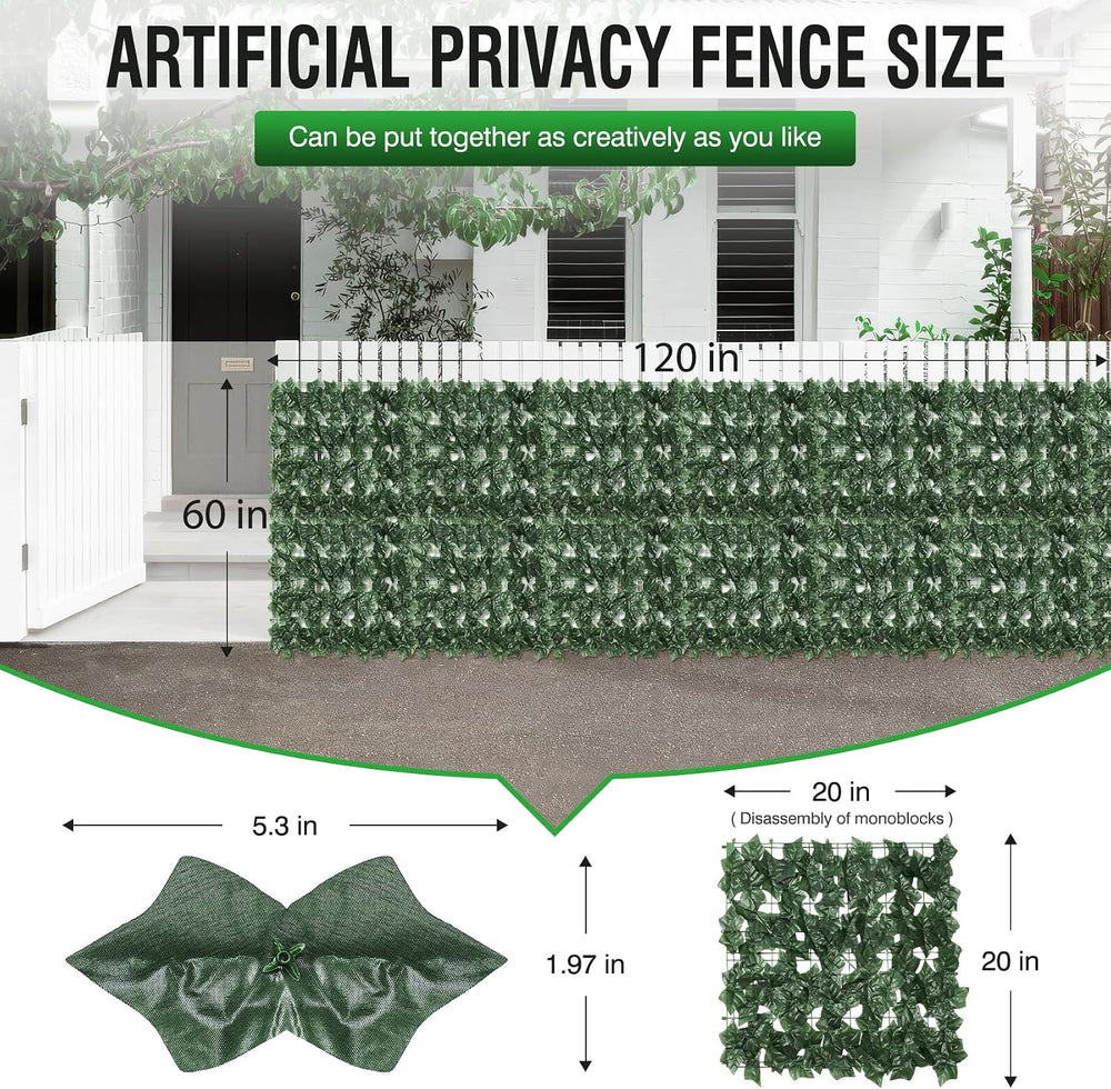 Artificial Ivy Privacy Fence Wall Screen,120X60in Privacy Fence Panels Privac...