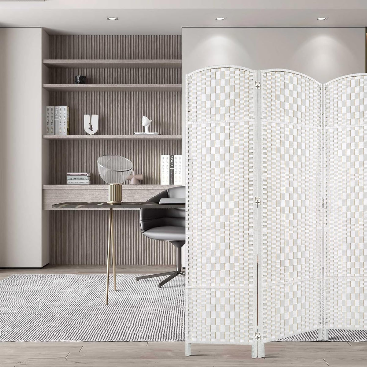 HALLYBEE Room Divider Panel,3 Panel Partition Room Dividers Screen, White