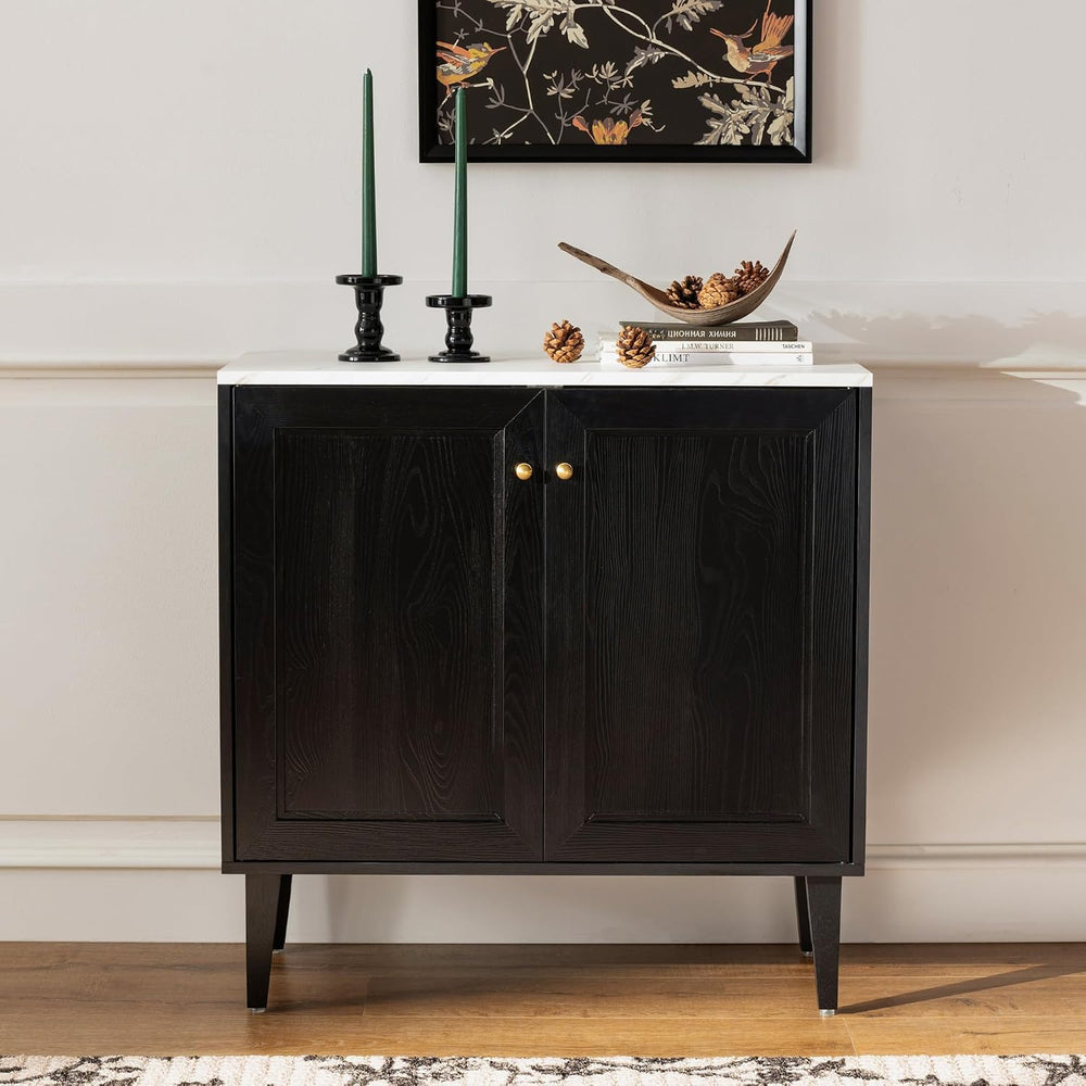 EYYTHUNG Black Accent Cabinet Set of 2, Modern Storage Sideboard Buffet with ...