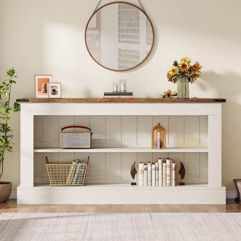 Tribesigns 63" Console Table, 3-Tier Entryway Table with Storage Shelves