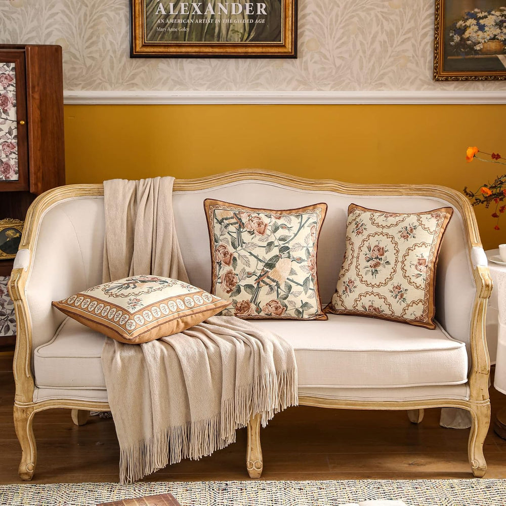 patdrea Designer French Vintage Square Throw Pillow Cover,18"x18"