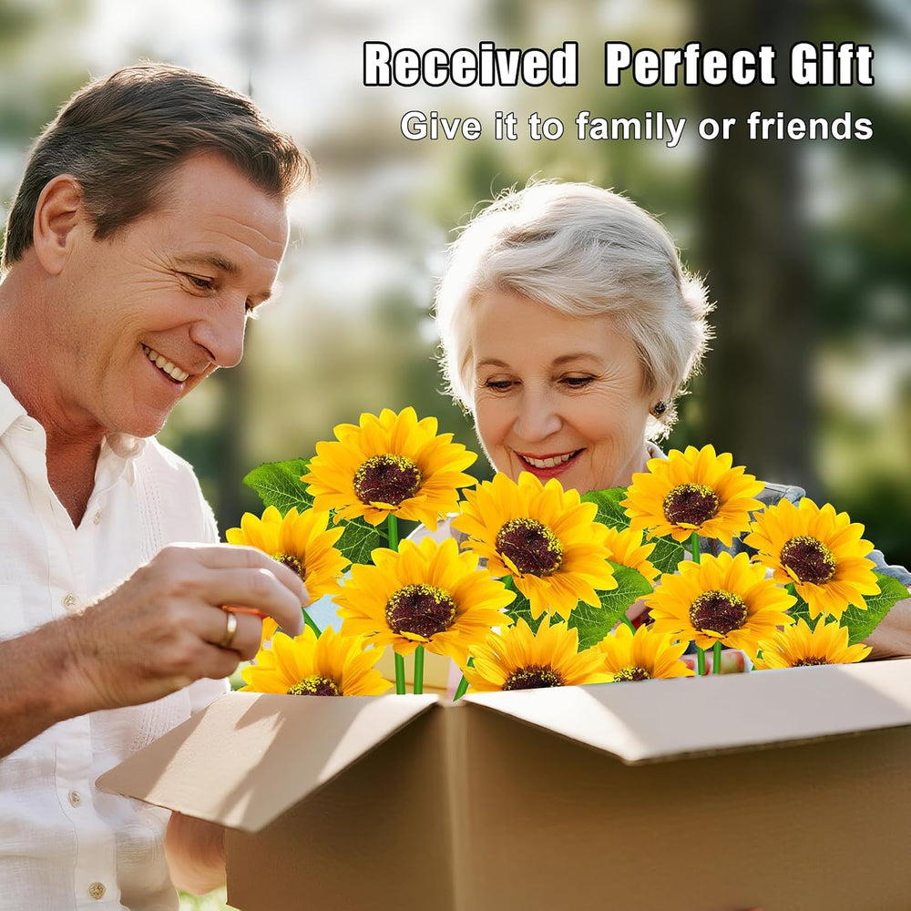 Solar Sunflower Lights Outdoor Flower Garden Stake Lights,4 Pack 24 Sunflower...