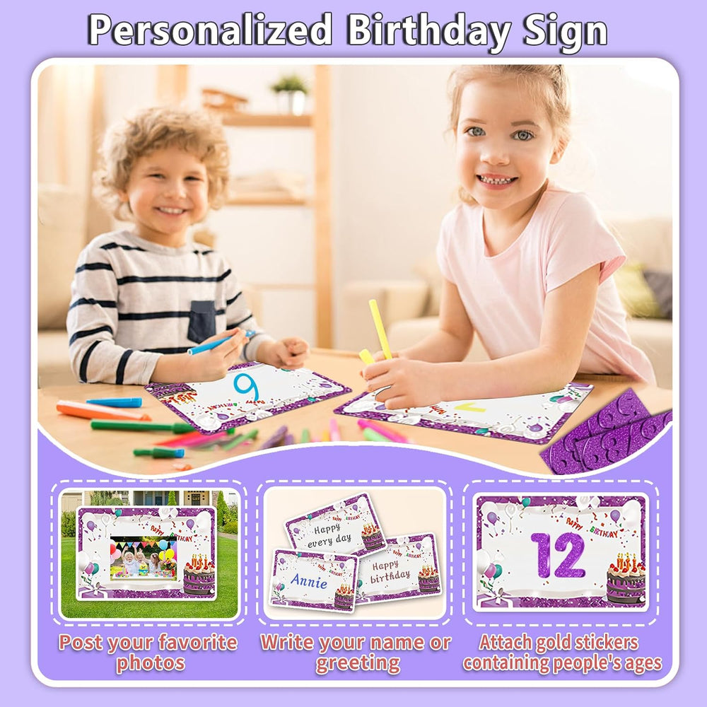 18Pcs Happy Birthday Yard Sign with Stakes,Led Light,16" Lawn Decor