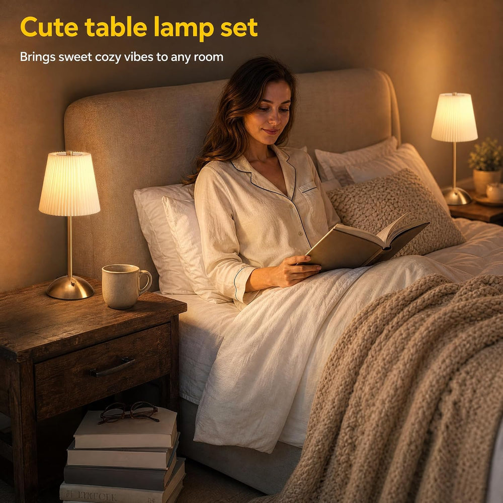 2-Pack Cordless Rechargeable Table Lamp, 3-Color Dimmable Touch Light