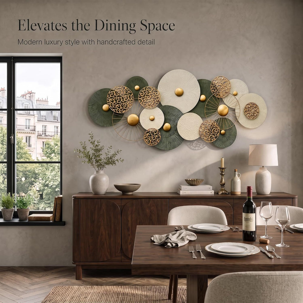 HAVFIFK 55x24in Large 3D Metal Wall Art for Living Room,Geometric Design