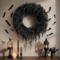 Yunlly 25" Dark Green Halloween Wreath for Front Door, Gothic Style