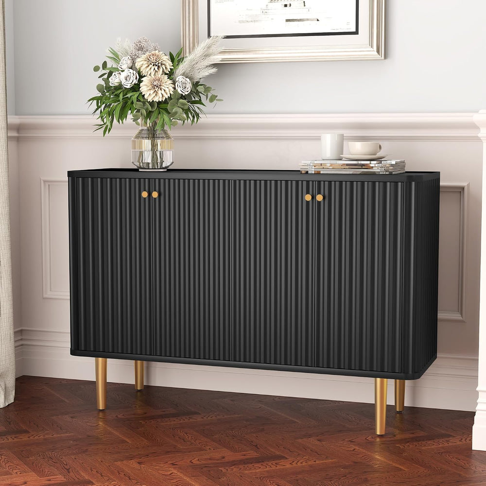 HLR Sideboard Buffet Cabinet, 48" Modern Accent Cabinet with 4 Door and ...