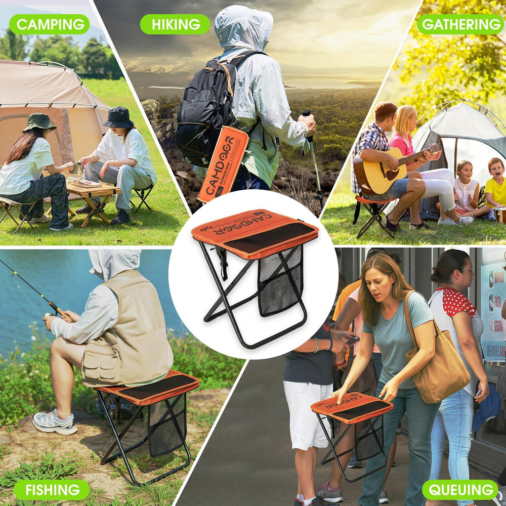 CAMDOOR Portable Collapsible Stool, 16 Inch Folding Stool Supports 400 lbs