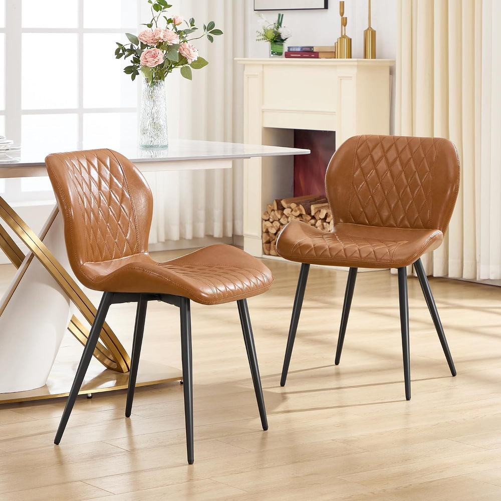 Dining Chairs Set of 2,Faux Leather Modern Dining Chairs with Thick Cushions,...