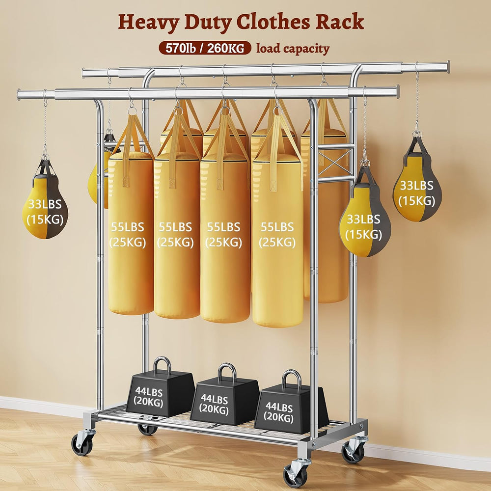 FAVOOSTY Portable Clothes Rack for Hanging, Extending Garment Rack, Chrome
