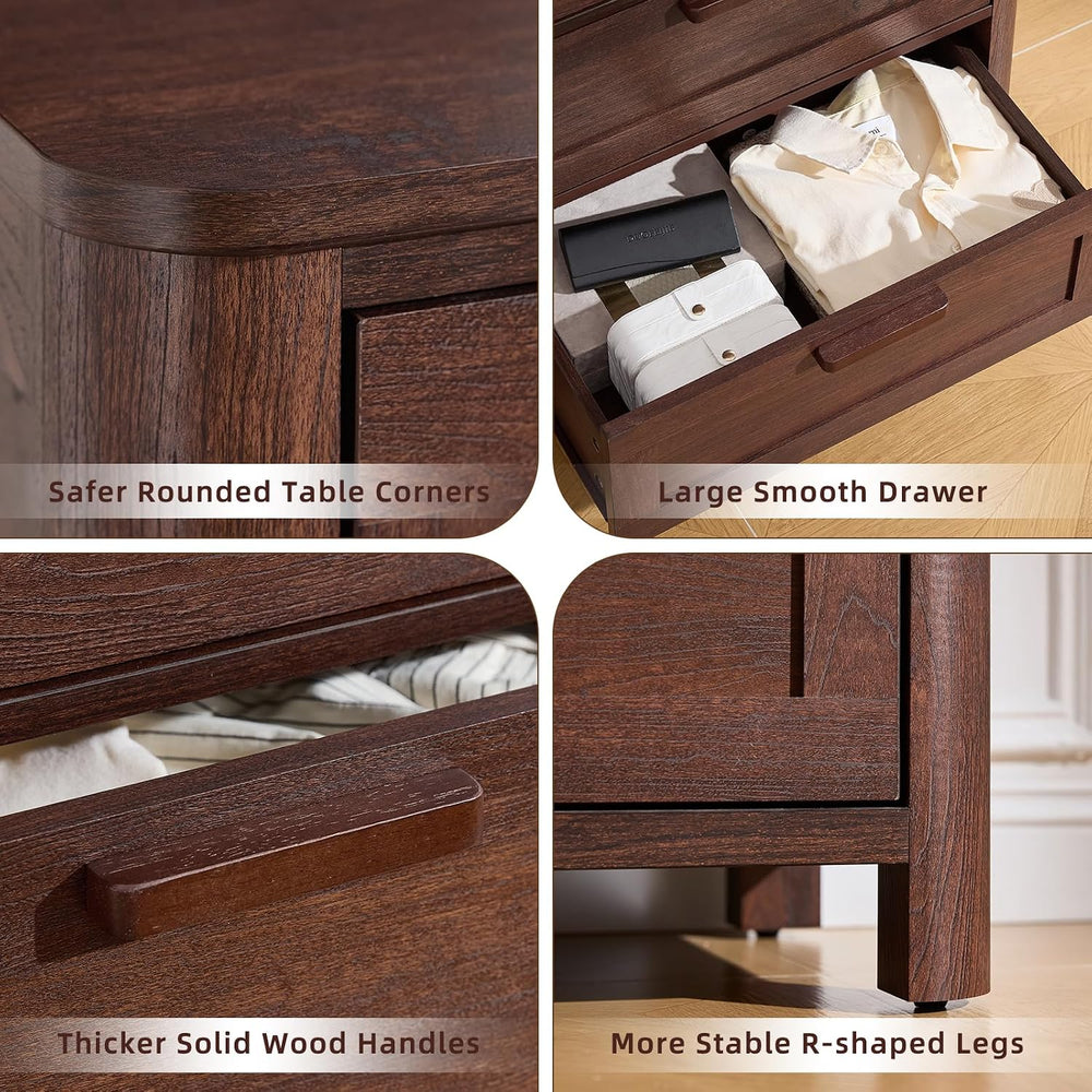 Joaxswe Farmhouse Dresser and Nightstand Sets 4 Piece, Walnut