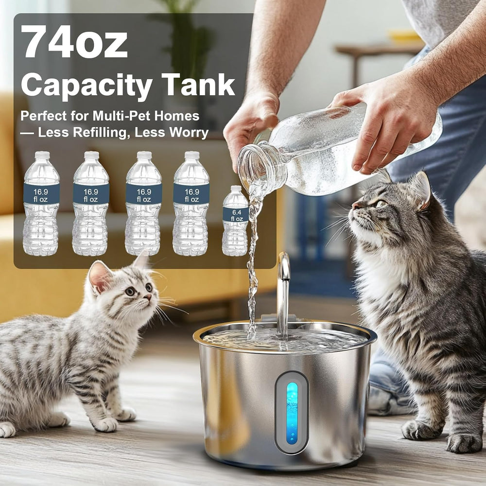 Cat Water Fountain, 74oz/2.2L Cat Fountain for Drinking - Pet Water Fountain ...
