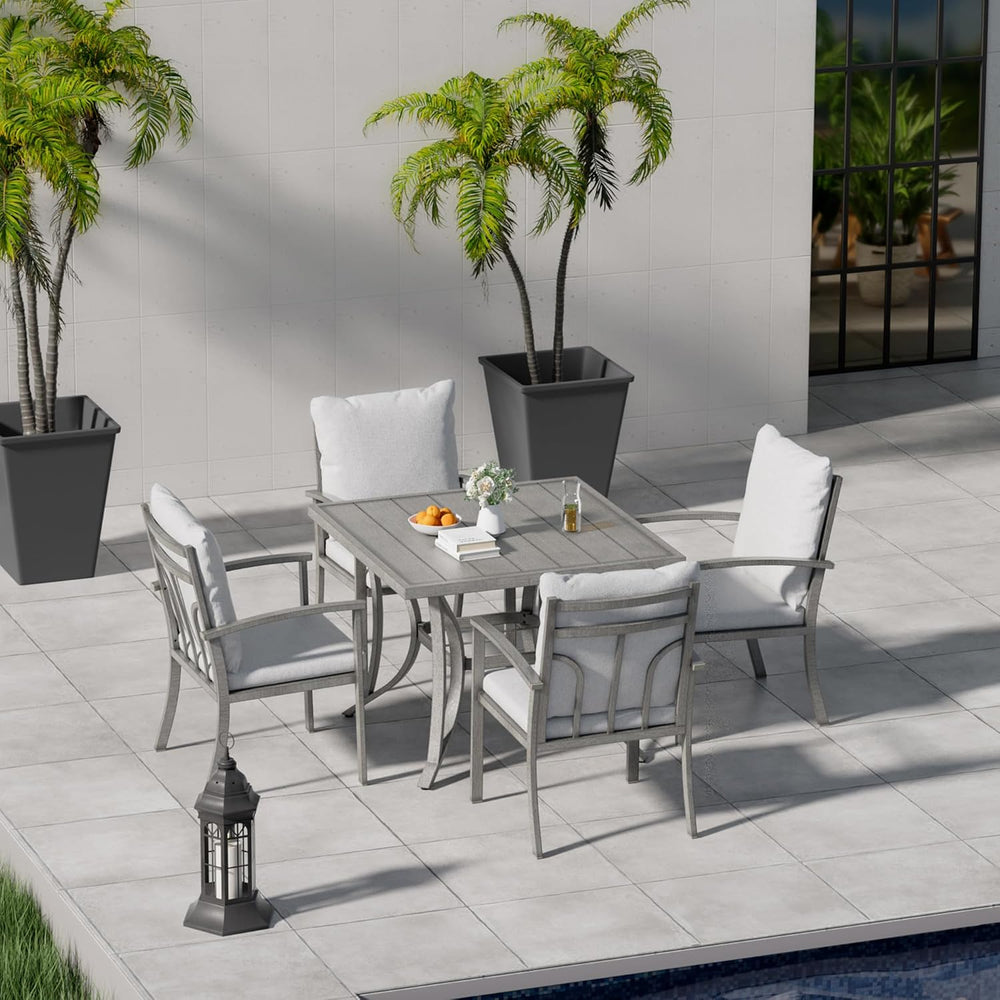 HAPPATIO 5-Piece Patio Outdoor Dining Set - All Aluminum Outdoor Patio Table ...