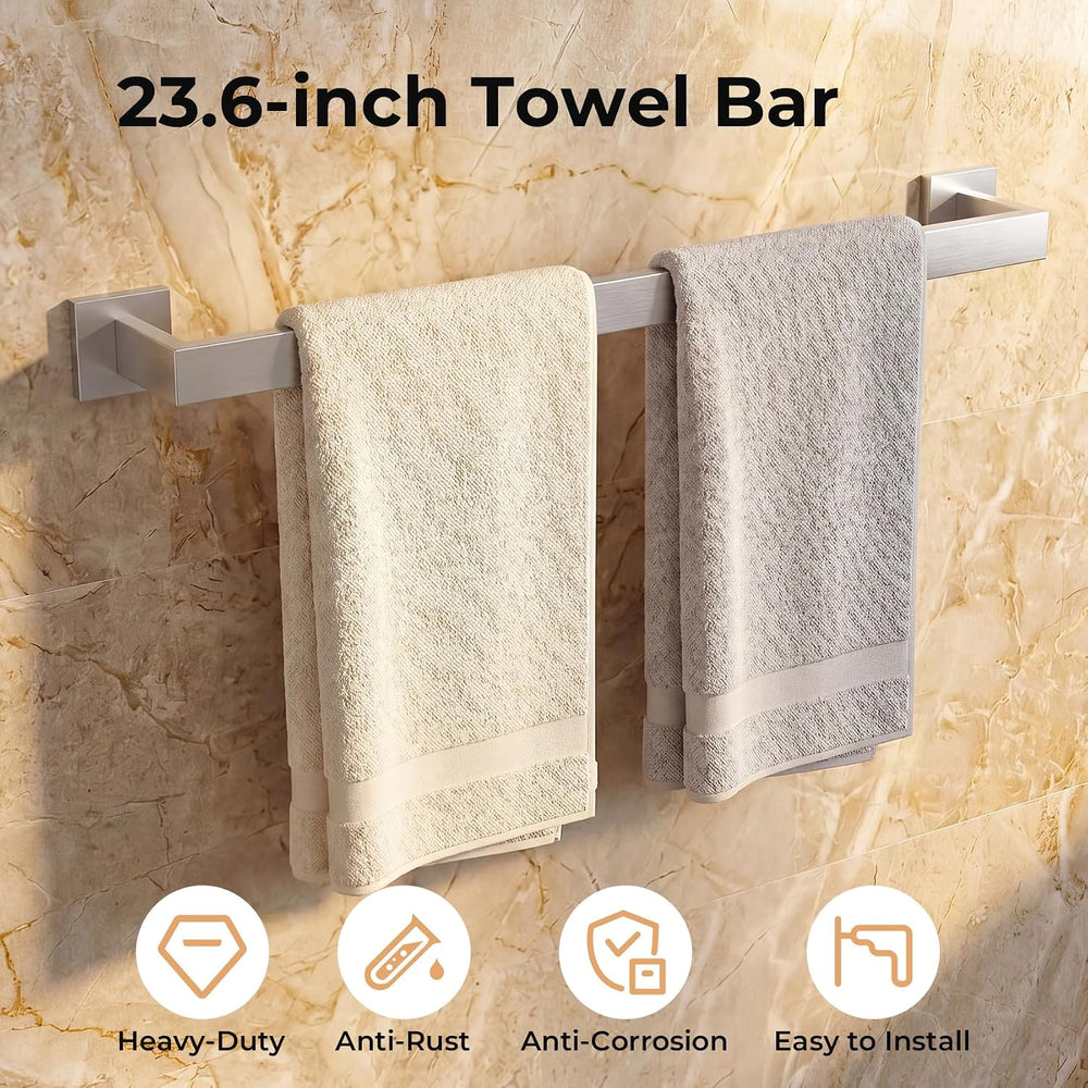 5-Piece Bathroom Hardware Set, 23.6 Inch Towel Bar Set SUS304 Stainless Steel...