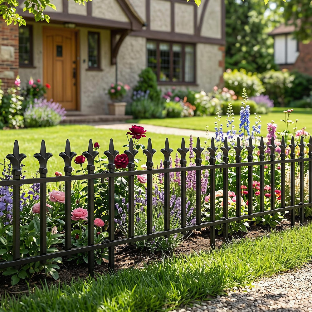 GIANTEX 5 Panels Decorative Metal Garden Fence, 9 FT, No Dig, Heavy Duty