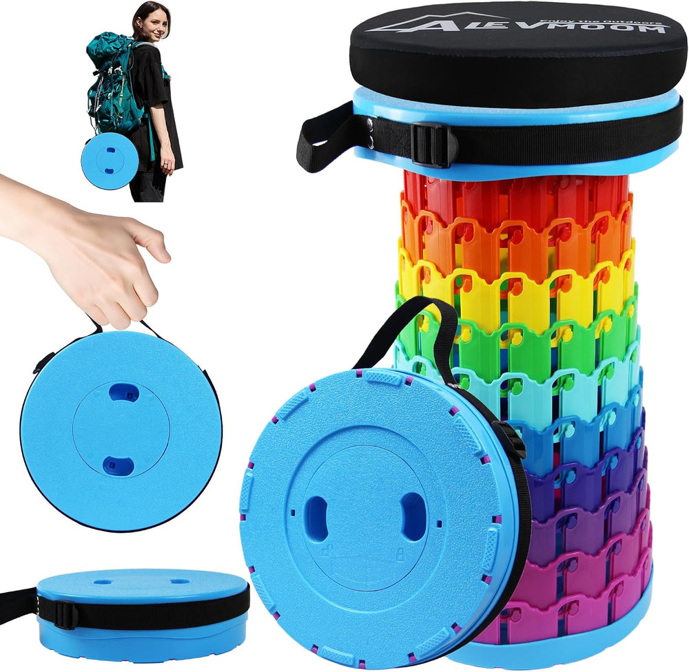 ALEVMOOM 2026 Collapsible Stool with Thick Cushion, H18.1 D10.24 More Sturdy ...