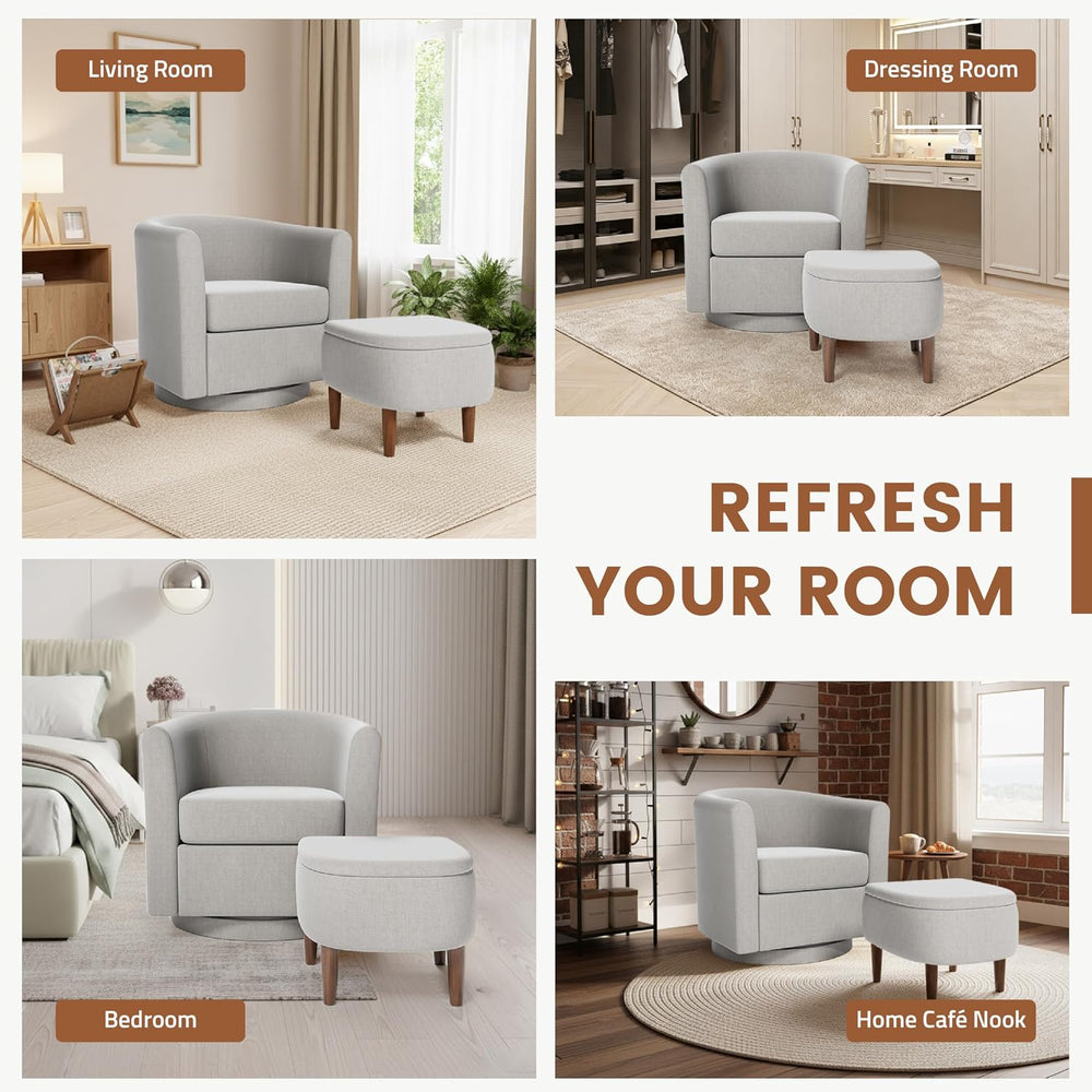 360° Swivel Accent Chair and Storage Ottoman Set of 2