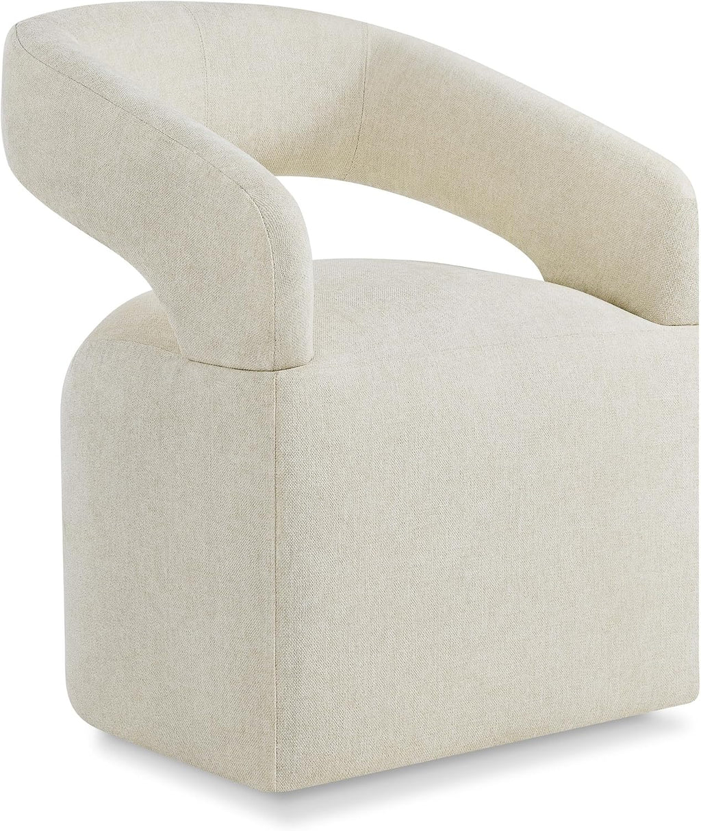 KISLOT Upholstered Dining Chairs Set of 1 with Casters, Cream Beige