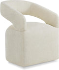 KISLOT Upholstered Dining Chairs Set of 1 with Casters, Cream Beige