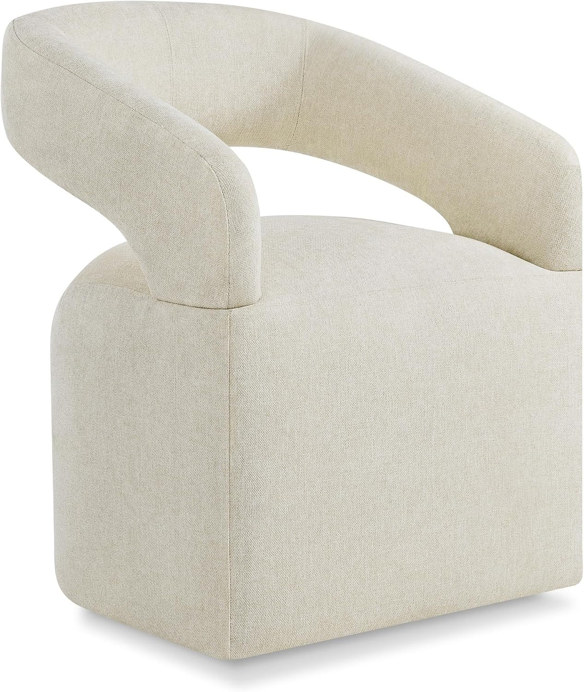 KISLOT Upholstered Dining Chairs Set of 1 with Casters, Cream Beige