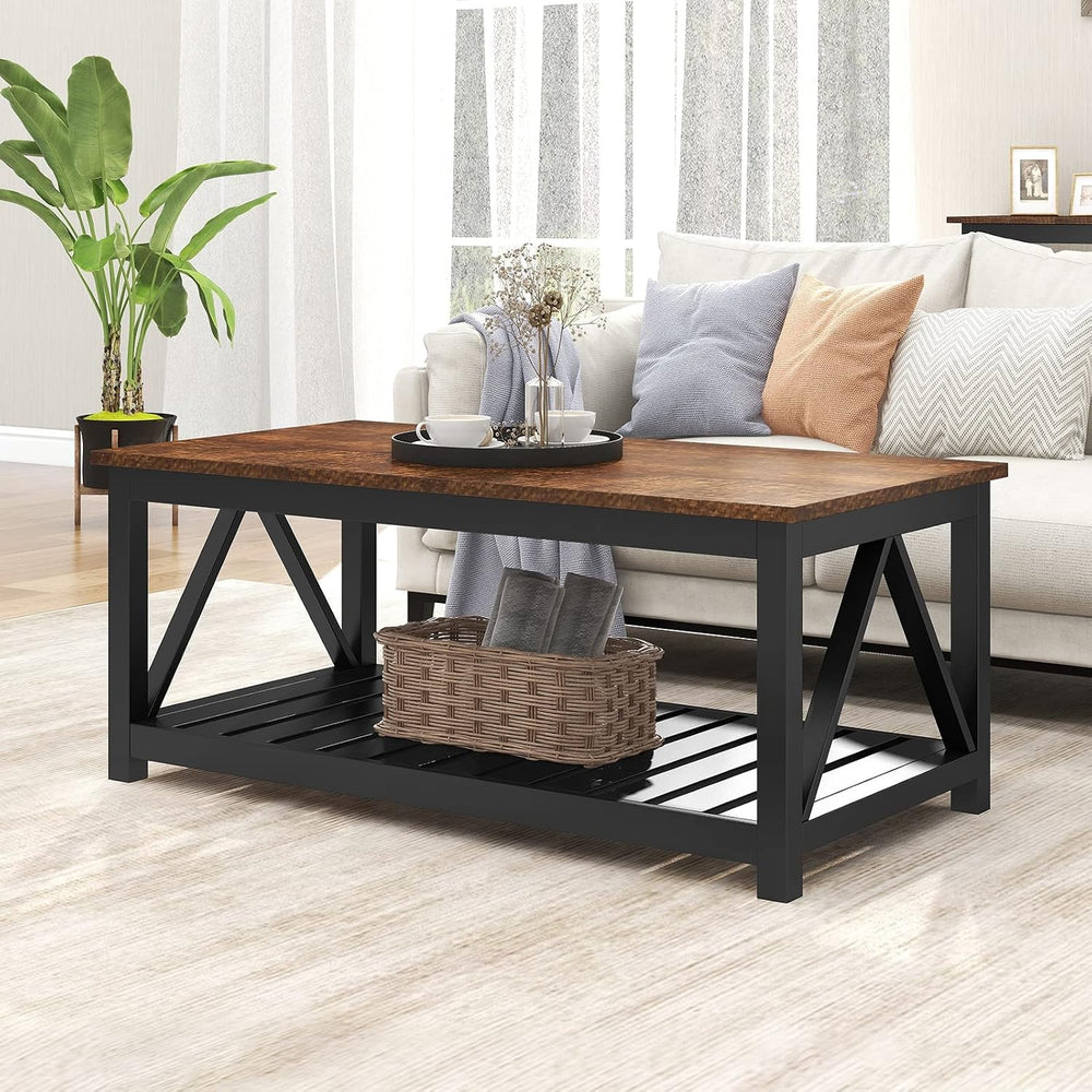 ChooChoo 40" Farmhouse Coffee Table with A-Frame Design for Living Room