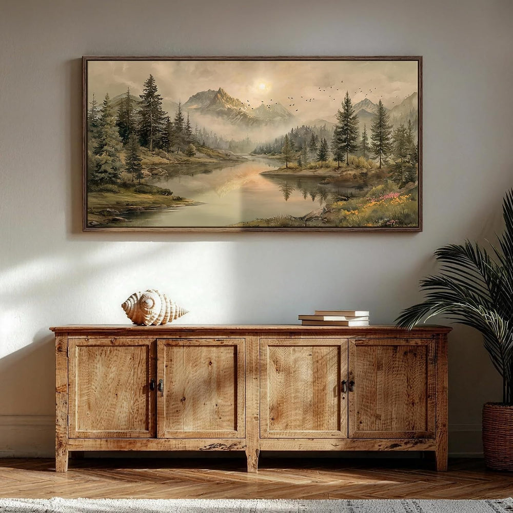 Extra Large Framed Landscape Mountain Wall Art for Living Room, 28x57 Inch